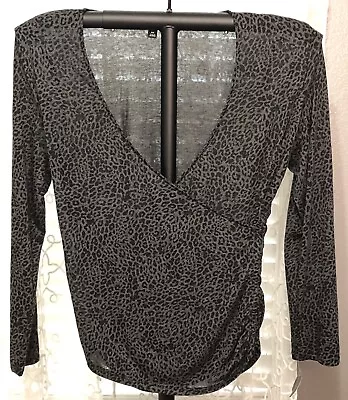 INC XXL Faux Wrap Blouse Gray And Black Animal Print Bodycon Mobwife Style • $19.99