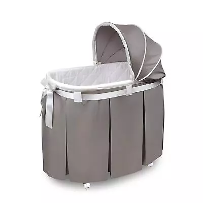 $80.62 • Buy Badger Basket Wishes Oval Bassinet Full Length Skirt Gray