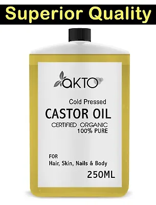 AKTO 100% Cold Pressed Pure Castor Oil For Hair Skin Nails Body 250ml  • £5.49