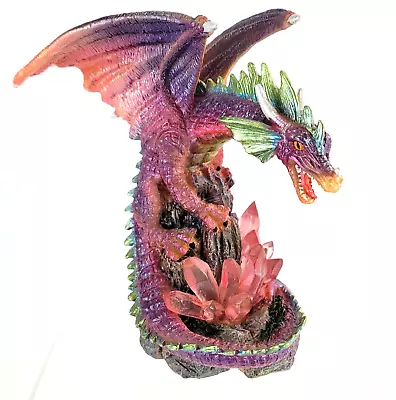  Dragon Of Mine  Pink Purple Dragon On Pink Crystals Figurine Long Arch 2002 8  • $21.96