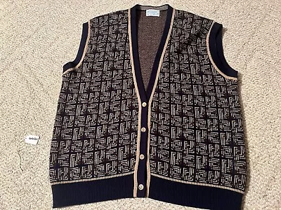 Vintage Pendleton Sweater Mens 2XL XXL Brown Geometric Print Button Vest US Made • $34.99