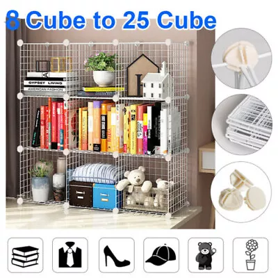 8 To 25 Cubes DIY Wire Storage Shelves Cabinet Metal Display Shelf Toy Book Rack • $47.99