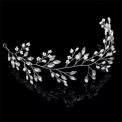 Pearl Crystal Bridal Hair Vine Wedding Headband Hair Band Accessories Headdr KP • £7.24