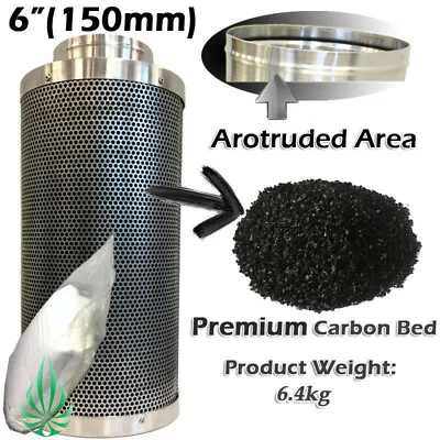 Hydroponics 6 /150mm Activated Carbon Filter Grow Tent Ventilation Air Clean • $109
