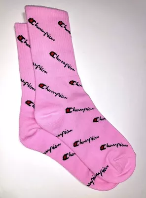 Champion All Over Print Logo Script Socks - Pink - One Size Fits All • $7.95