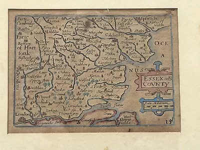 Early Antique Map Essex County - Hand Coloured 17th Or 18th Century - Rare • £100