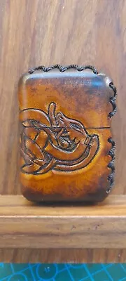 Zippo Custom Hand Made Leather Case Celtic Bearded Dragon • £49