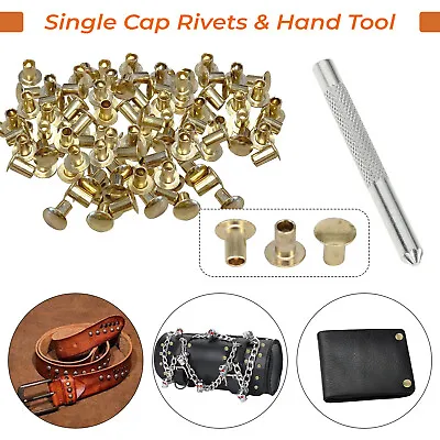 Single Cap Rivets Fixing Hand Tool Studs Kit For Repair 8mm X 7.5mm Gold DIY • £4.89