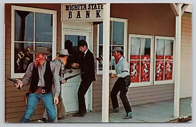 Frontier Land U.S.A. Wichita Kansas KS Postcard Cowboys Bank Robbery UNP Chrome • $9.95