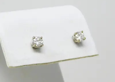 14 Kt White Gold Pair Of 3.7 Mm Diamond Stud Pierced 4 Prong Earrings B4371 • $396