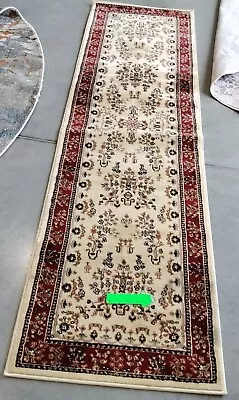 IVORY / RED 2'-3  X 8' Spot On Rug Reduced Price 1172743409 LNH331A-28 • $33