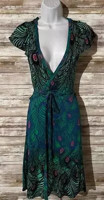 Matthew Williamson For H&M Peacock Print Wrap Dress Size XS . • $19.51