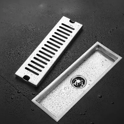 Wet Bath Room Linear Shower Floor Drain Stainless Steel Channel Gully Waste Trap • £6.83