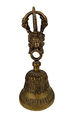 Old 9” Bronze Brass Tibetan Nepal Buddhist Meditation Temple Bell Great Sound • $129