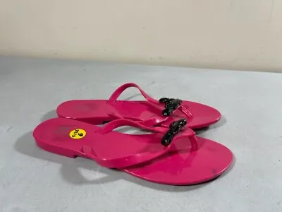 Melissa & Jason Wu Women's Pink Embellished Thong Flip Flop Sandals Size 6 • $14.76