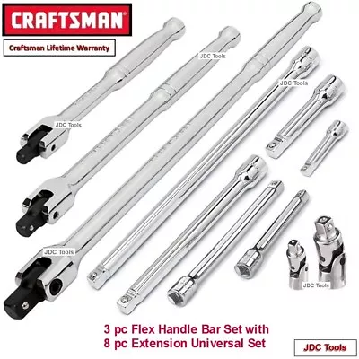 CRAFTSMAN 3 PC FLEX ARM HANDLE  BREAKER BAR SET W 8 PC EXTENSION SET • $63.95