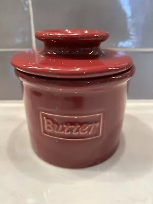 Butter Bell Crock By L. Tremain French Ceramic Dark Red Canister • $26.99