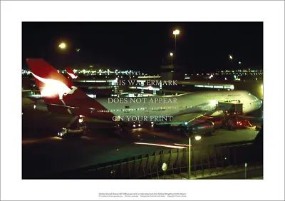 Qantas Boeing 747-338 A2 Art Print – Night Departure Sydney – 59 X 42 Cm Poster • $19.94