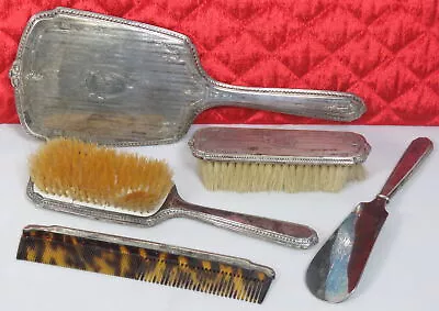 McChesney Sterling Silver 5-Piece Vanity Set 28.6-oz Brush Comb Mirror Antique • $74.99