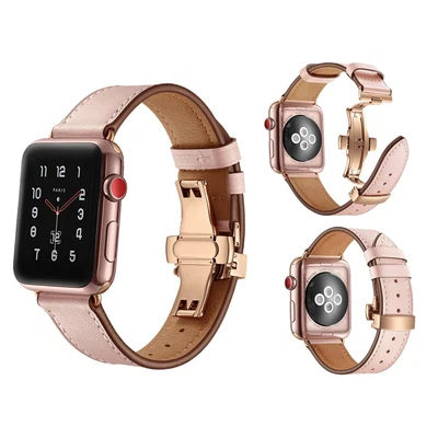 $48.04 • Buy Genuine Leather Band For Apple Watch 3 42mm 38mm Iwatch Series 3 2 1 Nike- Strap