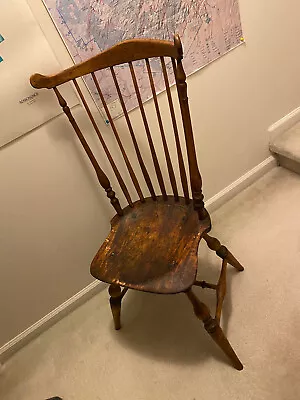 Antique Wooden Chair  W Turned Legs & Spindles - Mid-1700's • $175
