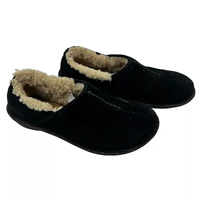 UGG Women's Black Bettey Black Suede Slip On Mocassin Shoes Size 10 Sherpa Clogs • $39.99