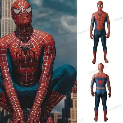 Adult Mens Classic Tobey Maguire Spiderman Tights Kids Cosplay Costume Party • £15.55