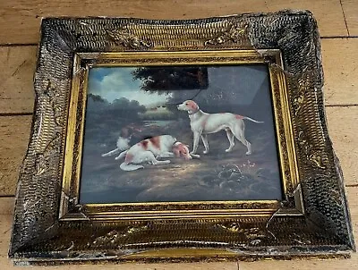 £145 • Buy Beautiful Victorian Oil Painting Sporting Game Hunting Dogs Gilt Frame