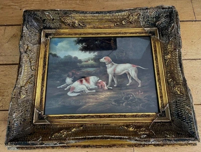 £145 • Buy Beautiful Victorian Oil Painting Sporting Game Hunting Dogs Gilt Frame
