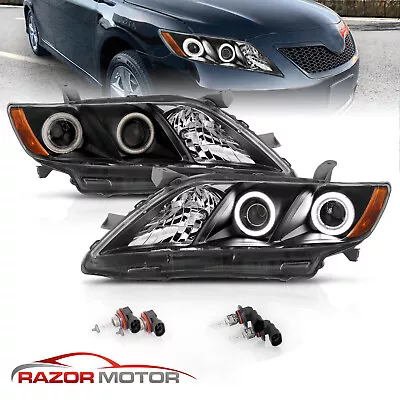 [Dual LED Halo]For 2007 2008 2009 Toyota Camry Black Projector Headlights Pair • $172.83