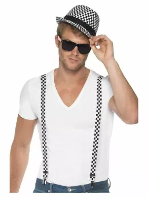 £17.99 • Buy NEW 1950's Ska Set - Two Tone Hat & Braces, Fancy Dress Costumes Accessories 