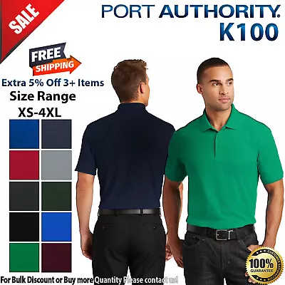 Port Authority K100 Mens Short Sleeve Three Button Classic Pique Polo Shirt • $21.43