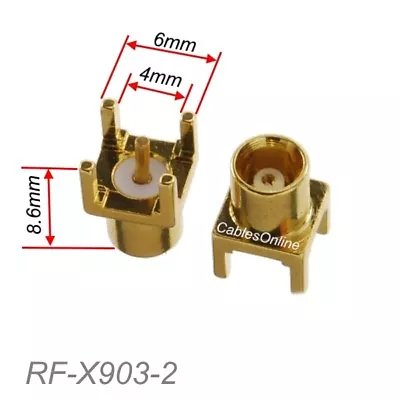 2-Pack MCX Female PCB Mount 50ohm Gold-Plated Brass RF Connectors RF-X903-2 • $5.98