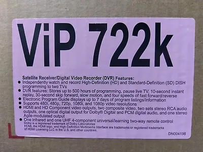 Factory Re-manufactured VIP 722K Dual Tuner HD DVR Dish Network • $175