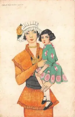 GLAMOUR MOTHER & CHILD MELA KOEHLER ARTIST SIGNED ART NOUVEAU POSTCARD (c. 1910) • $99.95