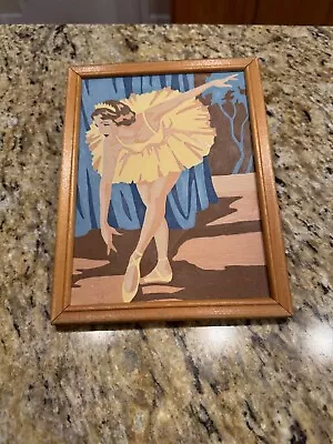 Vintage Small Paint By Number Ballerina Painting In Light Frame Vintage Wear • $12