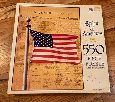 Milton Bradley Vintage Jigsaw Puzzle 550 Pc Spirit Of America. Complete! 18x24  • $21.78