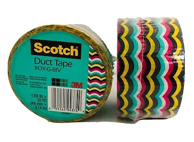 $10.95 • Buy 3M Scotch Duct Tape Fancy Designs Roy-G-Biv Rainbow Crafting Lot Of 2