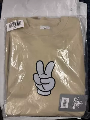 Size M Disney Mickey Mouse Peace Sign Beige Tan Sweater Sweatshirt Medium NEW • $99.99