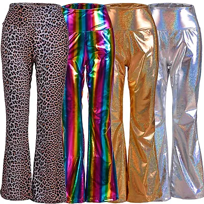 Flares Trousers Festival 70s Rainbow Gold Silver Sequin Metallic Fancy Dress • £16.95