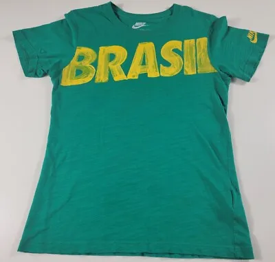 $17.49 • Buy Nike Futebol Moleque Brasil Slim Fit Soccer Team Shirt Short Sleeve Green. Small
