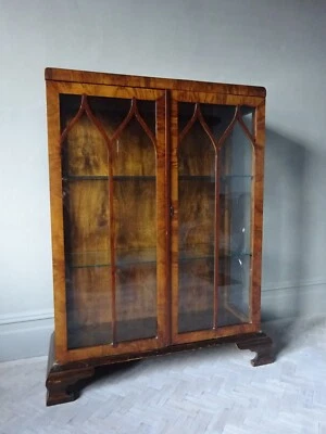 1930s ART DECO WALNUT DISPLAY CABINET • £99