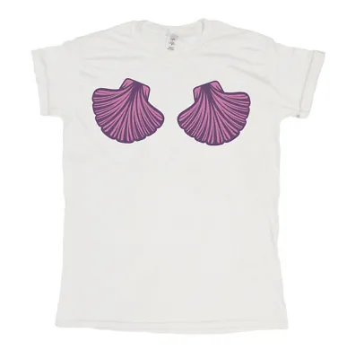 MERMAID SHELL BRA Funny Mens ORGANIC T-Shirt Womens Beach Bikini BOOBS Top Gift • £8.99