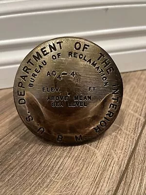 Vintage 1940’s Bureau Of Reclamation Brass Survey Marker Elevation Sea Level • $25