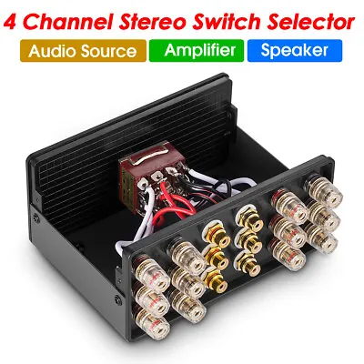 Passive 4 Channel Stereo Audio Source / Amplifier / Speaker Switch Selector Box • $99.99