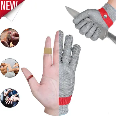 Safety Cut Proof Glove Stainless Steel Mesh Butcher Stab Resistant Metal Gloves~ • £8.89
