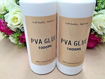 $23.99 • Buy 2 X 1000ml PVA Glue All Purpose Non Toxic Washable Slime Make Craft Scrapbook 1L