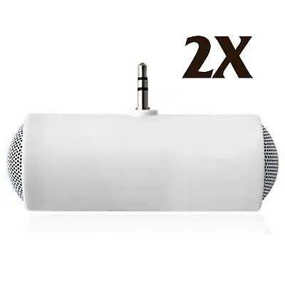 2X Lovable White Portable 3.5mm Mini Stereo Speaker IPOD Iphone MP3 MP4 Player • £11.50