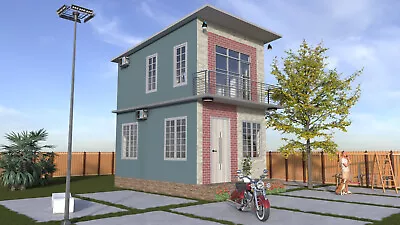 2 Story Modern House Plan With Blueprint PDF DWG & 3D Design- 630sqft (No 08) • $10