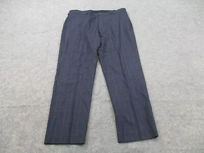 J Crew Pants Mens 36 Blue Plaid Chino Flat Front Wool Ludlow Slim Fit 36x30 • $23.97